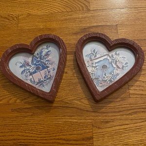 Vintage Home Interiors heart frames with birdhouses.